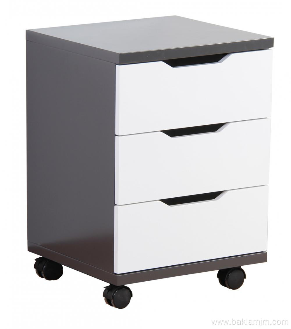 Classic 3 Drawer White Cabinet Furniture With Wheels