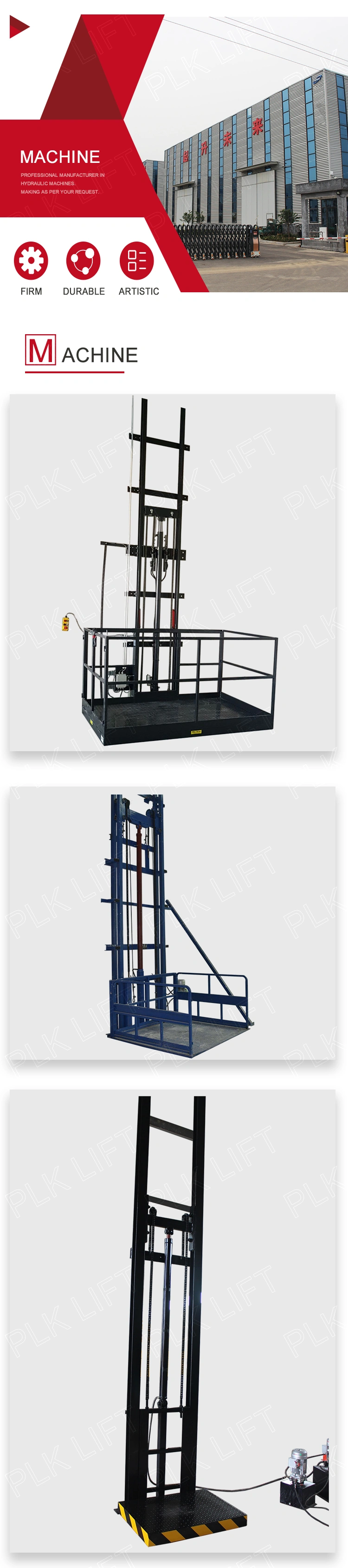 Electric Hydraulic Guide Rails Goods Cargo Lift Price, High Quality ...