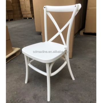 Wholesale French Restaurant Chairs: Stackable Metal Core Resin Cross-Back Dining Chairs for Events and Hotels