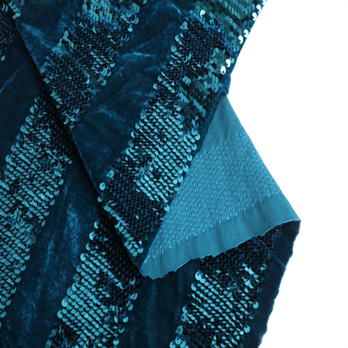 New Stripe 3mm Sequin Velvet Embroidery Fabric