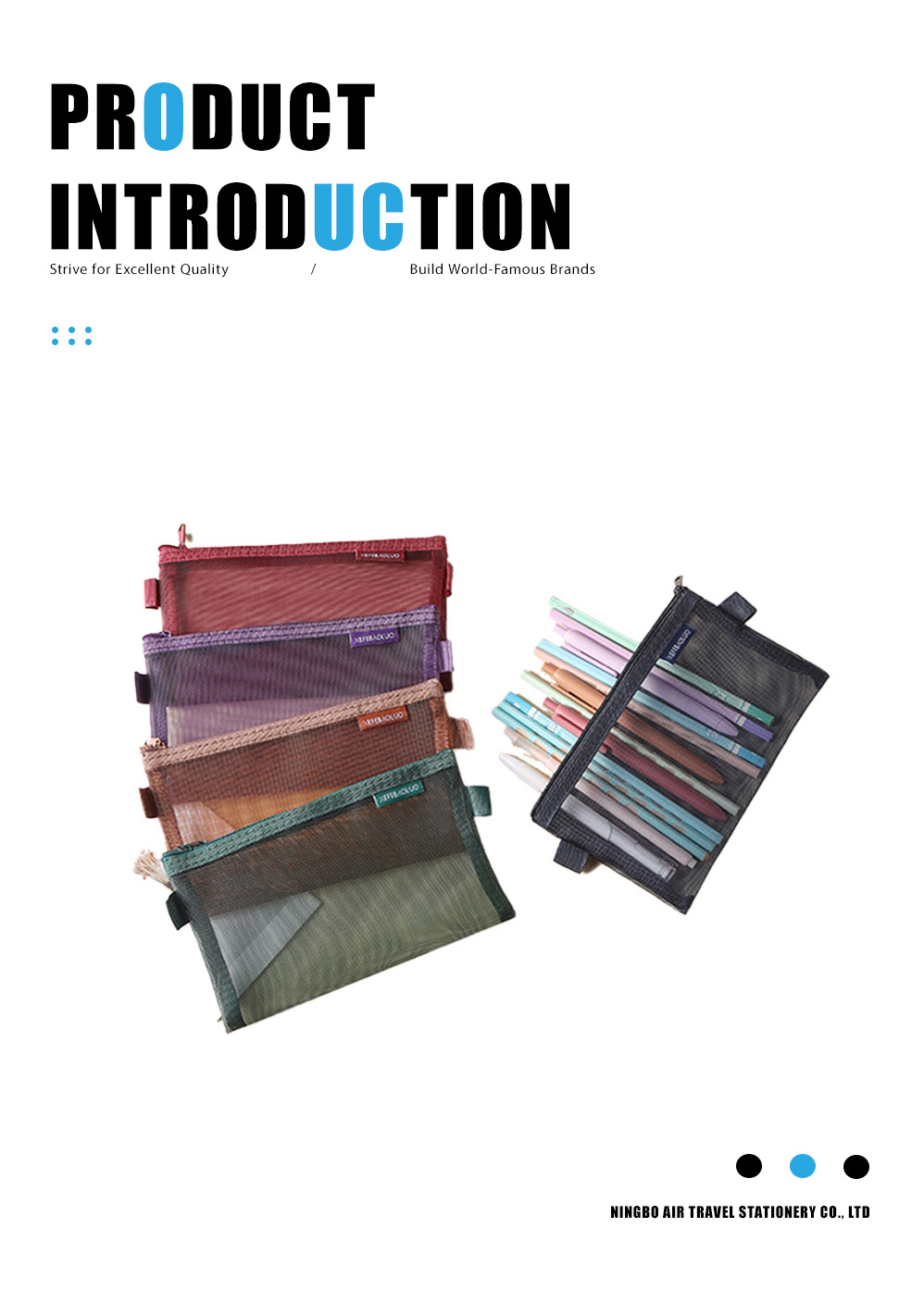 Large Capacity Mesh Student Pencil Case