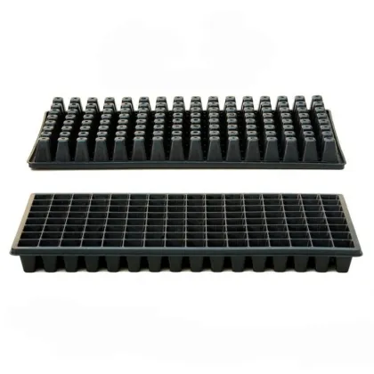 Black Plastic Nursery Trays and Pots for Seed Planting