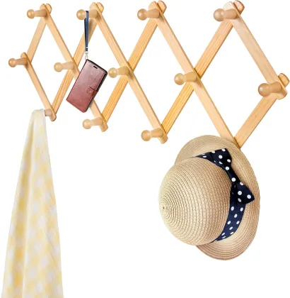 Expandable Home Wood Accordion Wall-Mounted Coat Hooks