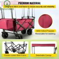 Wagon Stroller for Kids Garden Cart w/Canopy, Wheels & Rear Storage-Multi-functional Supplier