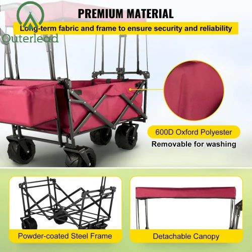 fold up wagon with canopy Garden Cart w/Canopy, Wheels & Rear Storage-Multi-functional Manufactory