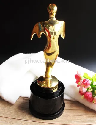 flying man golden statuette for crystal metal trophy cup