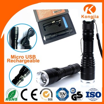 High Power 10W XML T6 Led Aluminium Rechargeable Zoomable Led Ultra Birght Torch Flashlight Led Growlight