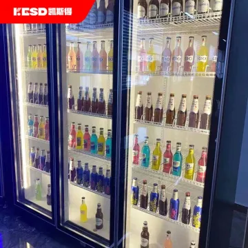 Double Door Commercial Upright Beverage Cooler Soft Drink Fridge Supermarket Showcase
