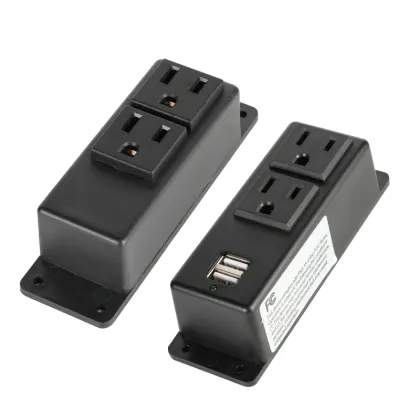US Style Recessed Mounted Furniture Plastic Electric Socket with Dual USB and Shutter Sockets