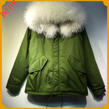 Women Winter Parka Fur Coat With Raccoon Fur Collar Plus Size Garment