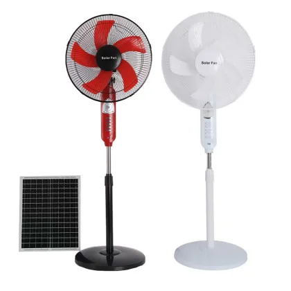 16 Inch Standing Fan - Black and White 3-Speed Solar Floor Fan