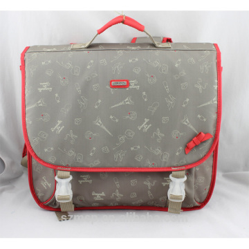 grey book bag polyester print kid school satchel backpack for primary boy