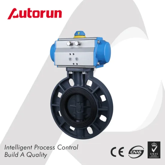 Wafer Connection PVC Plastic Pneumatic Butterfly Valve