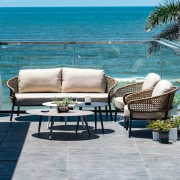 Outdoor Woven Rope Sofa Chair for Balcony Patio