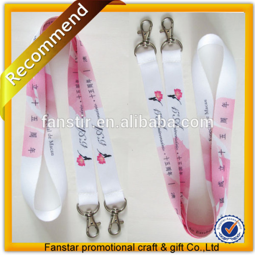 Supply all kinds of polyester lanyard,double clip lanyard