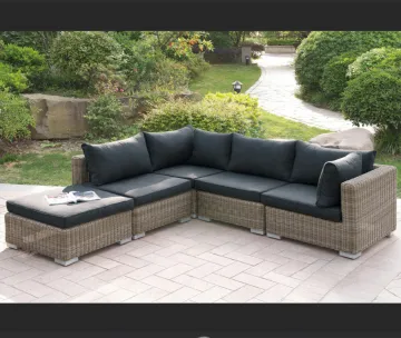 Modern L-Shaped Rattan Resin Wicker Outdoor Sofa Furniture