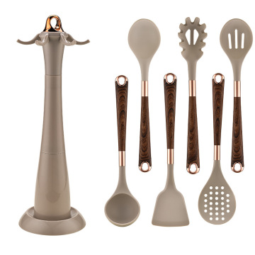 Vintage Style Wood Grain Silicone Kitchen Tool Set