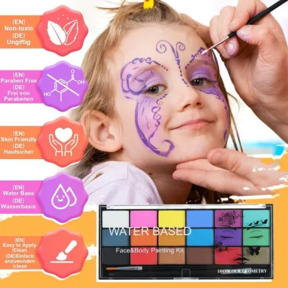 Halloween 12 Colors Face Palette - Professional Body Painting Kit