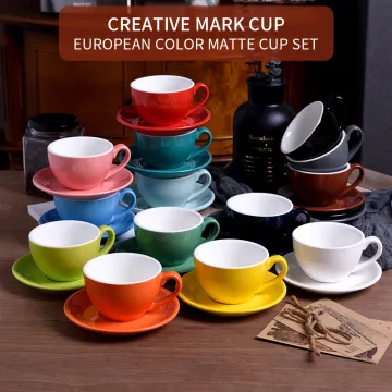 Ceramic Hand Painted Coffee Cup Creative Vintage Cup European Style Cappuccino Cups For Latte Mocha Tea Coffee Cup With Saucer