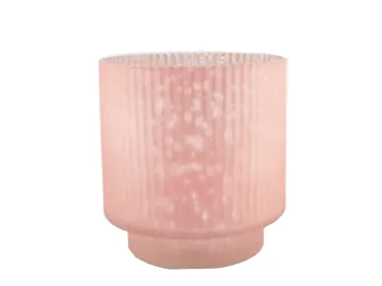 Embossed Hurricane Glass With Plating / Spray Frosting