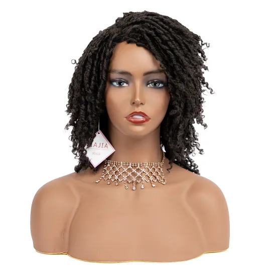 JIAJIA Cheap Synthetic Hair Wigs for Black Women African Short Dreadlocks Wig Faux Locs Crochet Hair Braided Wigs