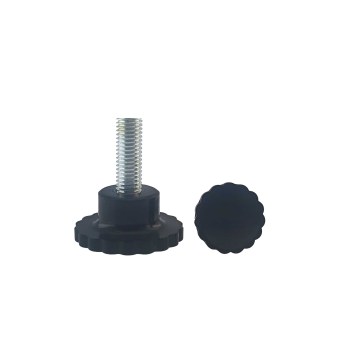 Bakelite Black Knurled Handle Knob with Iron Galvanized or Stainless Steel Screw