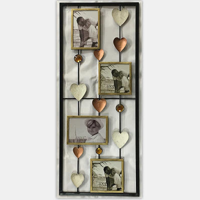 Metal Decorative Wall Picture Photo Frame With 4pcs 10X24 (Picture Frame With Hearts)