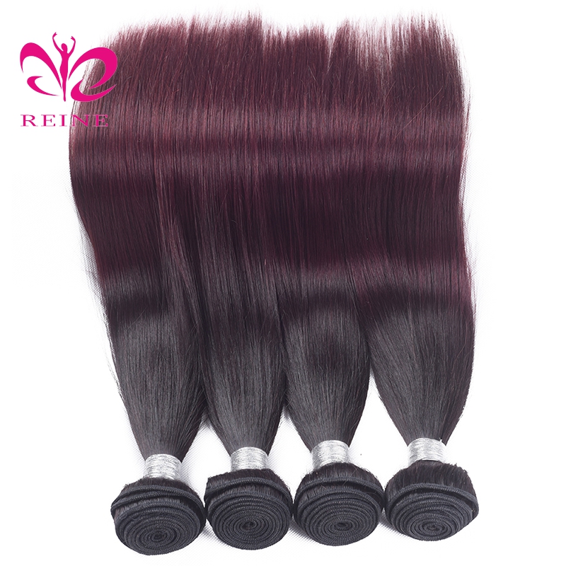 Wholesale Hair Bundles Reine Brazil Ombre Color 99J Hair Weave Virgin Straight 4 Bundles double drawn human hair wigs