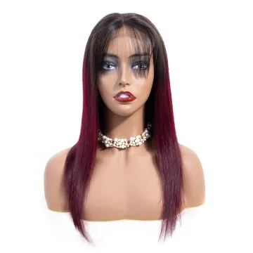 Transparent HD 4x4 Lace Closure Human Hair Wigs Ombre 1b/99J Red Wholesale Vendors Lace Frontal Human Hair Closure Straight Wigs