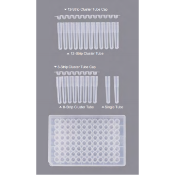 Tubo de cluster de 8 tiras de plástico 1,1 ml em caixa de 1 ml