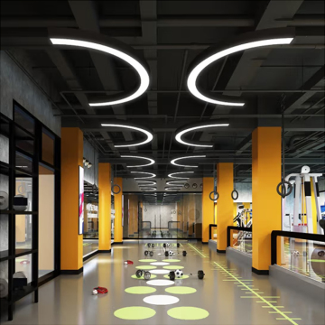 Hexagonal Dimming LED Circular Ring Hanging Lamp 800mm Black Pendant Light for Gym