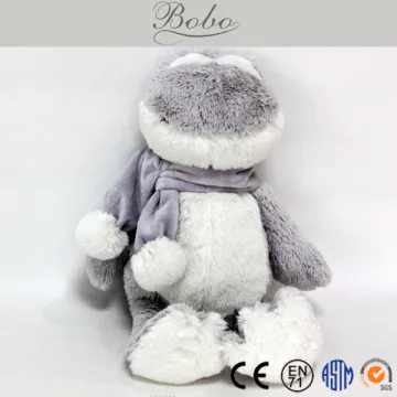 purple frog custom plush stuffed animal toy with plush scarf