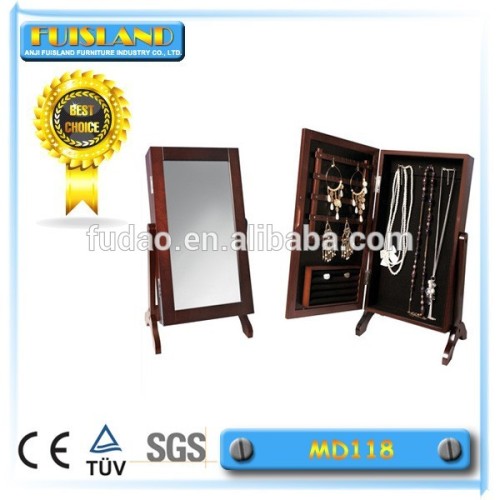 Brown Jewelry collection cabinet with mirror