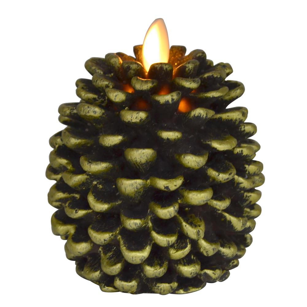 คริสมาสต์ Pinecone LED เทียนแบตเตอรี่ Flameless พร้อมจับเวลา