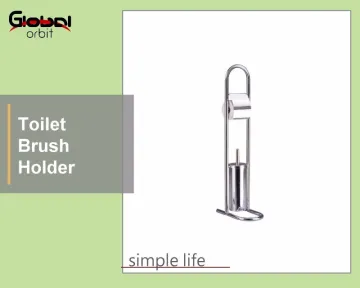 Bathroom toilet roll holder with toilet brush set, chrome toilet brush