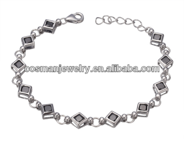 Square cz stone 925 silver customizable bracelets
