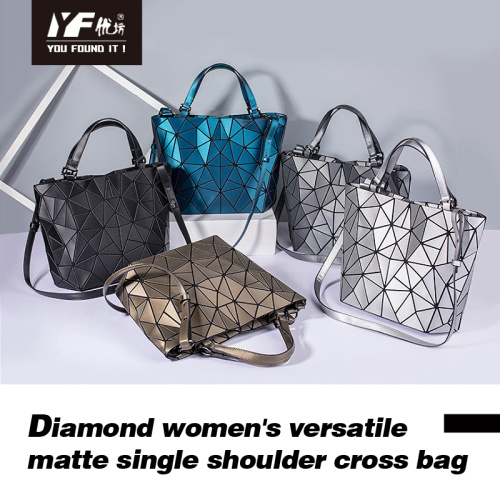 Women's bucket bag diamond bag Women's versatile matte single shoulder cross bag folding bag