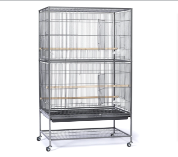 Wrought Iron Pet Products: Large Outdoor Flight Cage with Double Doors and Steering Wheels