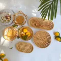 Cesto portaoggetti in rattan intrecciato a mano per frutta e snack