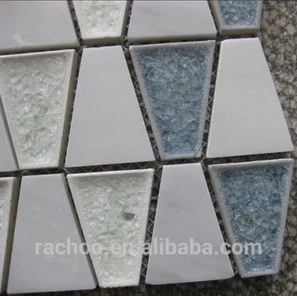 Crackle glass tile made by oriental white mosaic tile