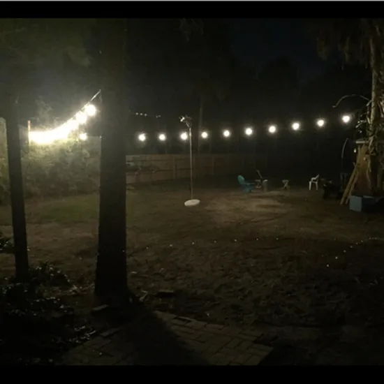 S14 Weatherproof Vintage Edison Bulb 48ft 15 Dropped Sockets LED Outdoor Commercial String Lights