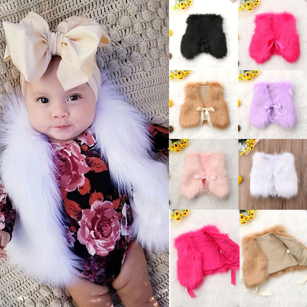 Cathery Fashion New Girls Kids Faux Fur Vest Waistcoat Baby Girl Warm Winter Coat Outwear Jacket