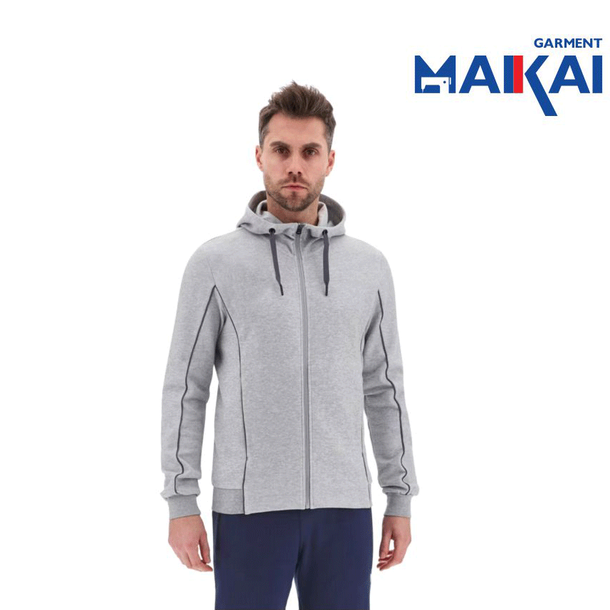 Athletic Men's Hoodie with Full Zip Long Sleeves