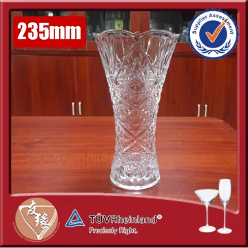Cheap wholesale high flint glass 235mm height flower glass vase