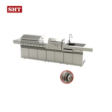 Luxury Kitchen Barbecue Gas Grill BBQ Kitchen Cabinet with Wine Cooler