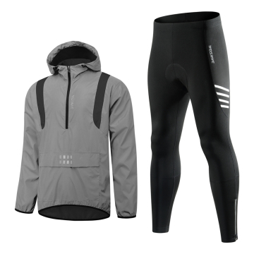 WOSAWE Men's Reflective Windbreaker Cycling Suit with Hood - 3D Gel Pads