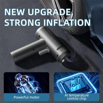 Pompa udara ban karo gauge tekanan digital cerdas, cahya sing dipimpin, shutoff otomatis kanggo bal motor motor