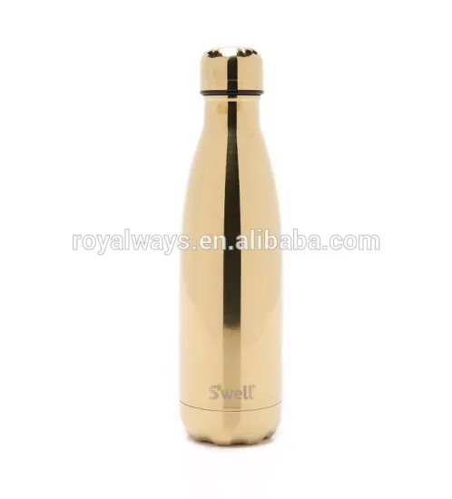High Quality BPA Free Metallic Yellow Gold Water Bottle In Cola Shape