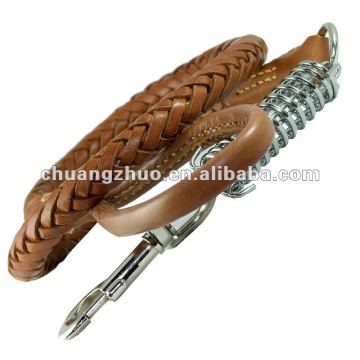 Retractable Genuine Leather Braided Dog Leash