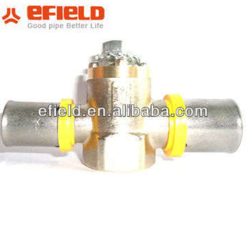180 degree Tee with pin and screw(brass press fittings) for multilayer pipes